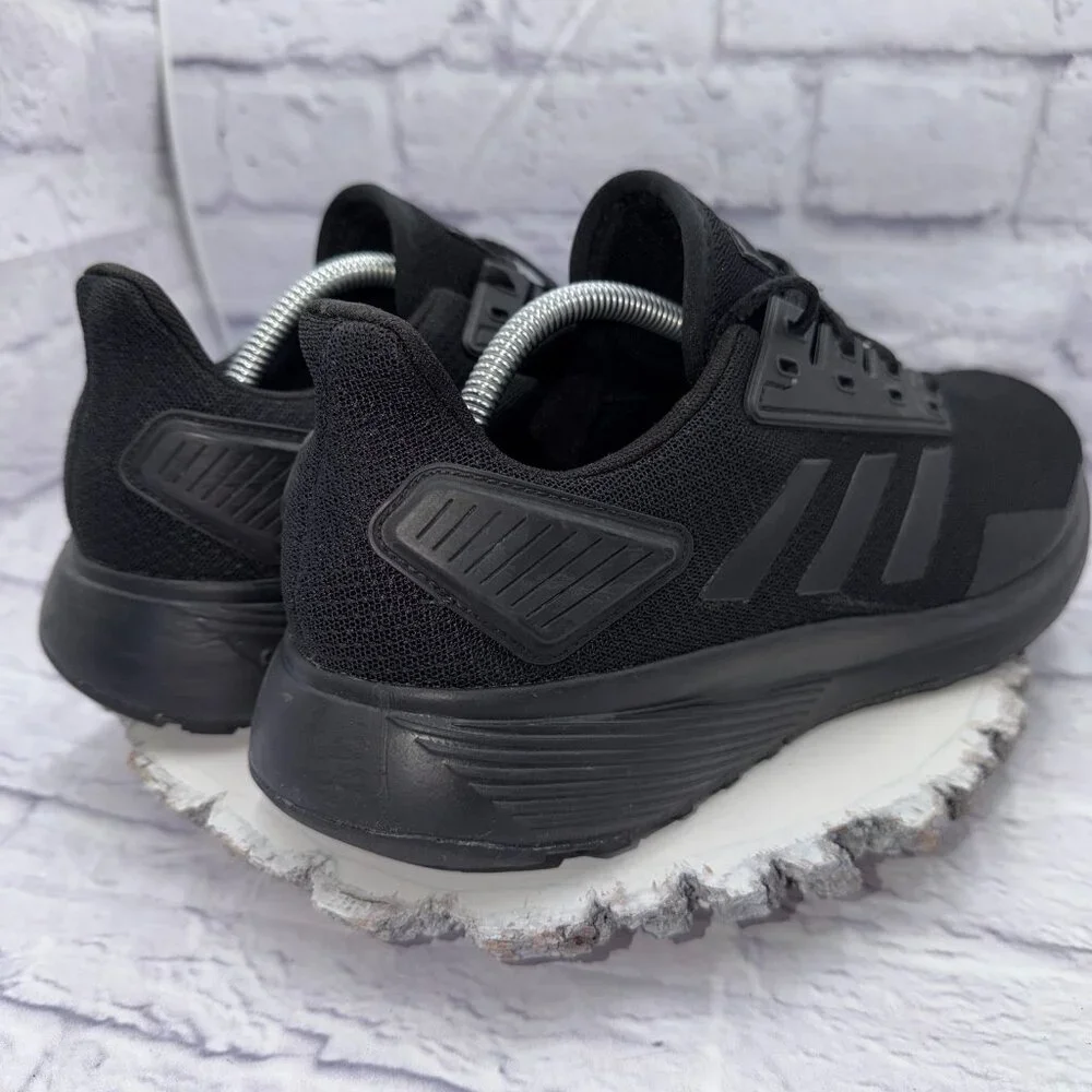 Adidas Duramo 9 Mens Size 12.5 Triple Black Walking Running Shoes Sneakers - Picture 6 of 14